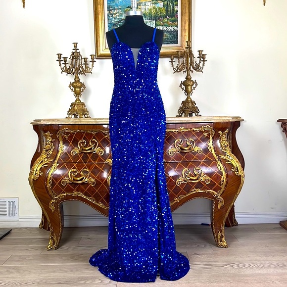 Meier Collection formal Sparkling all sequins on Velvet  evening prom dress - Picture 1 of 6